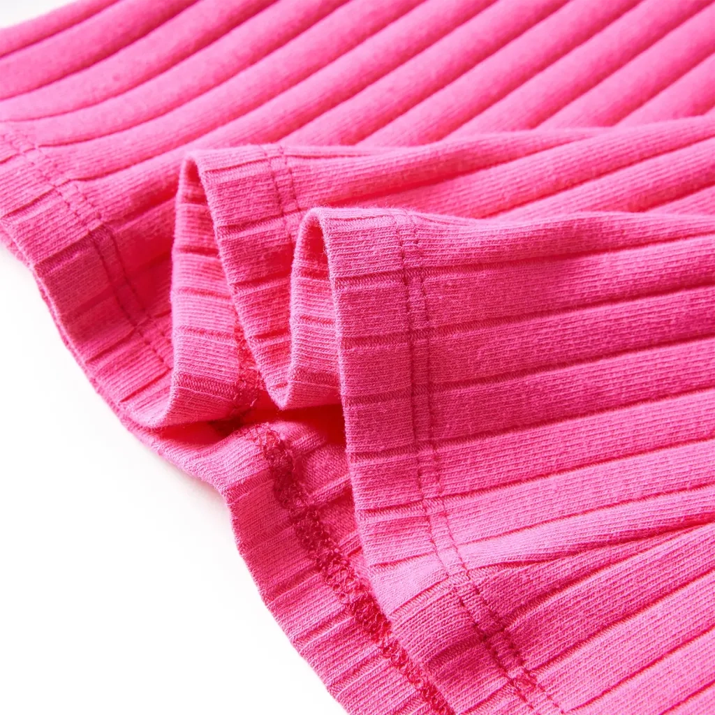 Maglietta da Bambina a Maniche Lunghe a Costine Fucsia 116 13841