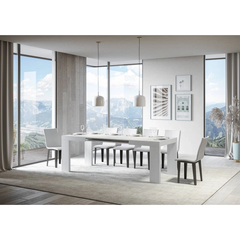 Tavolo allungabile 90x120/224 cm Roxell - Bianco Frassino
