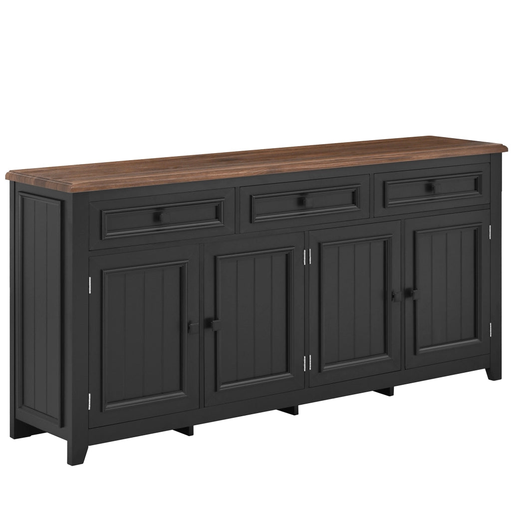 Credenza Nera 160 cm Mobile Buffet Moderno in MDF con 4 Ante e 3 Cassetti