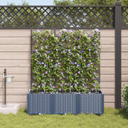 Fioriere da Giardino con Sistema di Irrigazione 3 pezzi Grigio