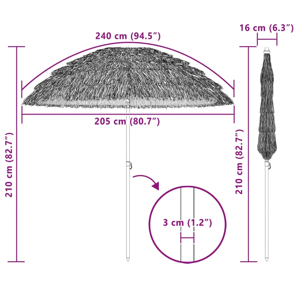 Ombrello da giardino Naturale 205 x 205 x 210 cm 42006674