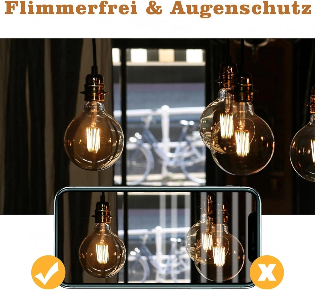 ZMH Confezione da 2 Lampadine LED E27 Vintage Lampadina a filamento Edison G95 2700K 4W Bianco Caldo