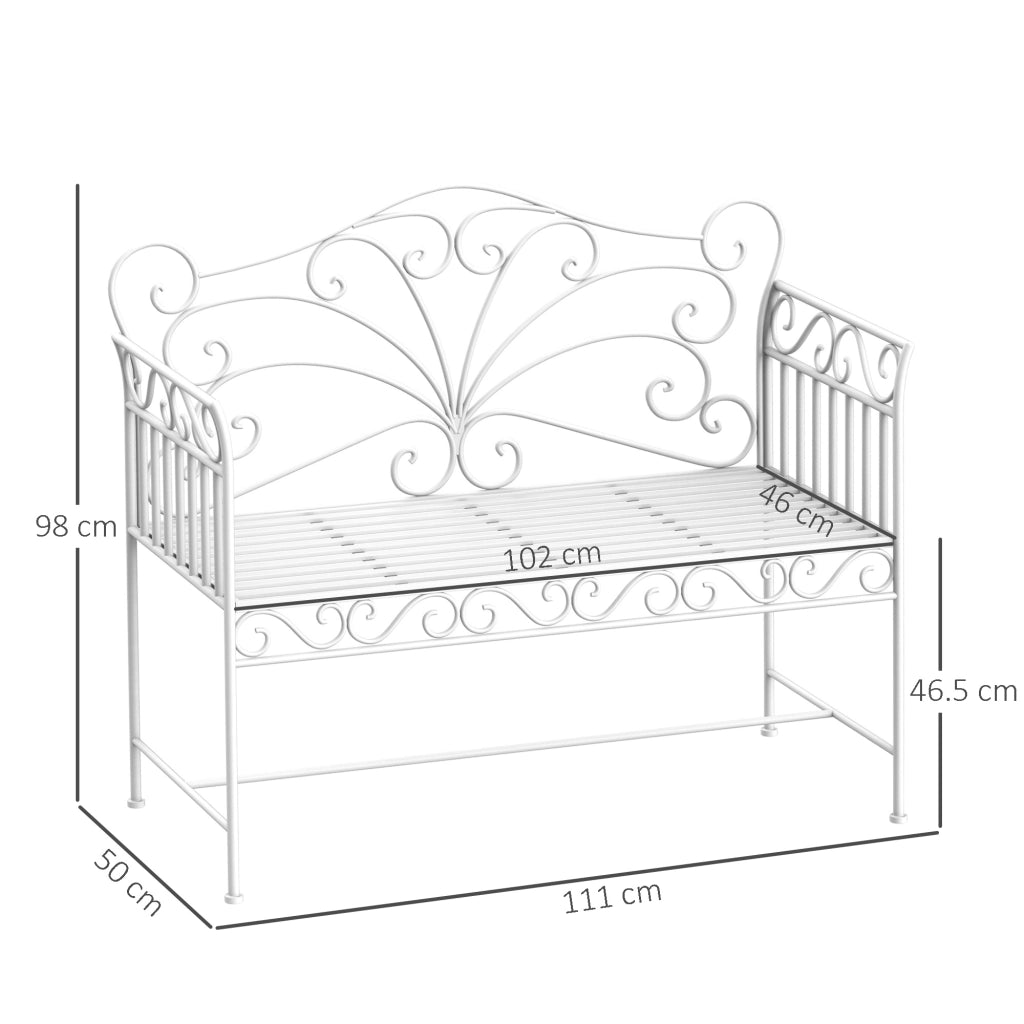 Panchina da Giardino 2 Posti ¨C Zephmum ¨C Ferro 111x50x98cm Bianco