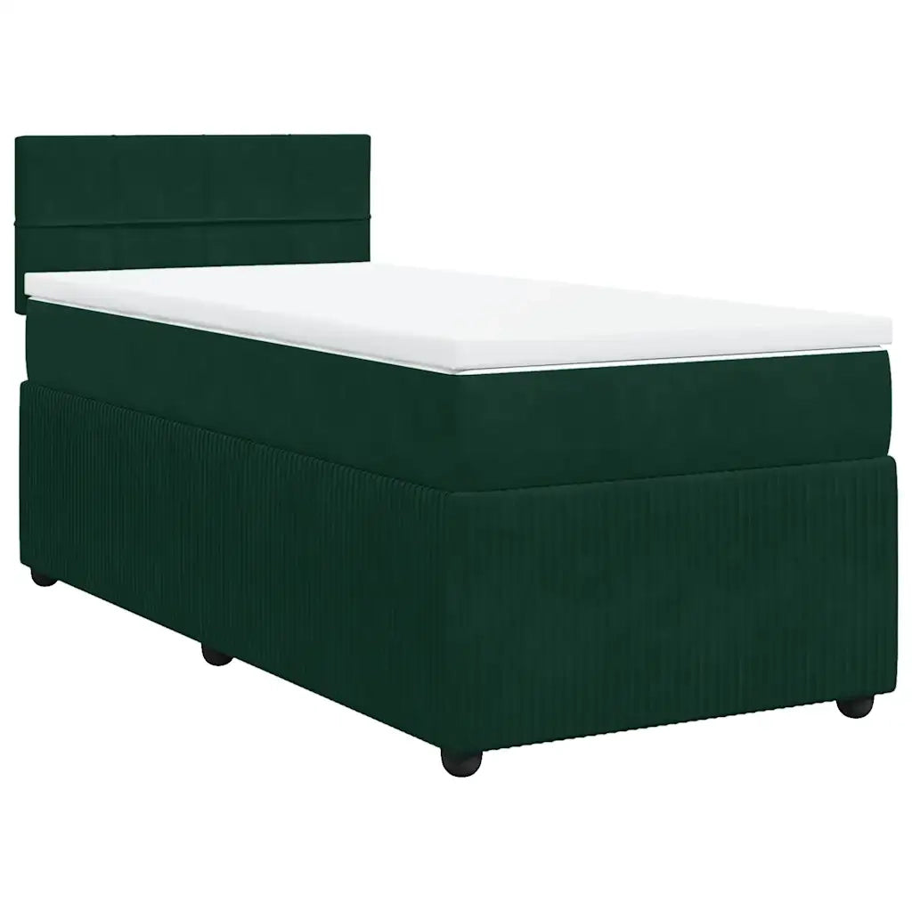 Giroletto a Molle con Materasso Verde Scuro 80x200 cm Velluto
