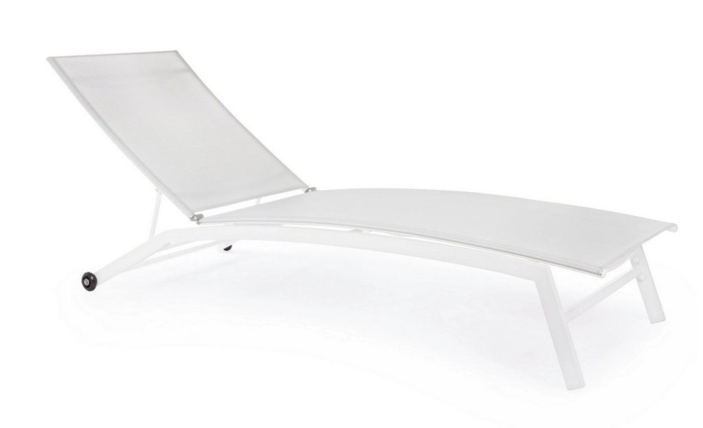 Lettino con ruote Nildas bianco con struttura in acciaio e schienale reclinabile cm 63x195x32