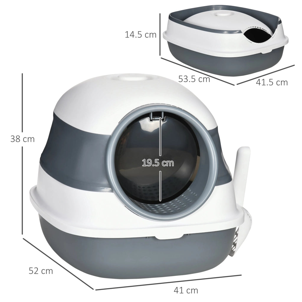 Lettiera per Gatti 5 kg Max 52x41x38 cm con Paletta e Deodorante in Polipropilene  e ABS Bianca e Grigia