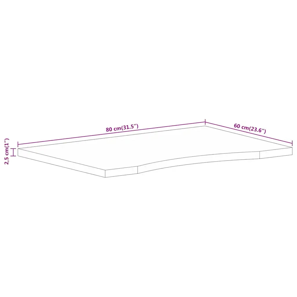 Piano Scrivania con Curva 80x60x2,5 cm Massello Grezzo di Mango 370184