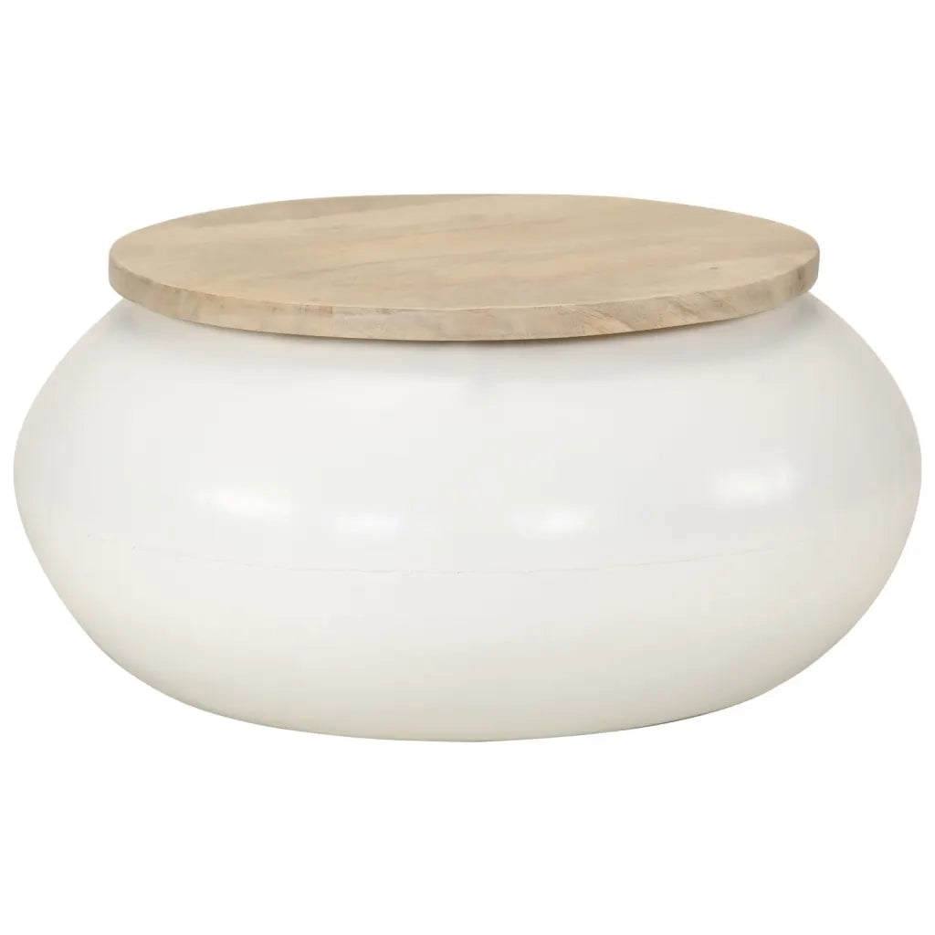 vidaXL Tavolino da Salotto Bianco 51x51x27 cm Legno Massello di Mango