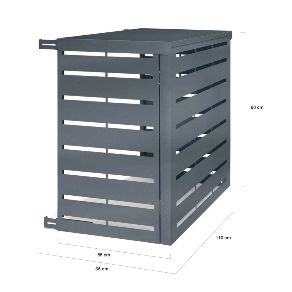 IDMarket - Copertura per climatizzatore 110 x 53 x 80 cm in metallo grigio antracite, protezione per l'unità esterna della pompa di calore
