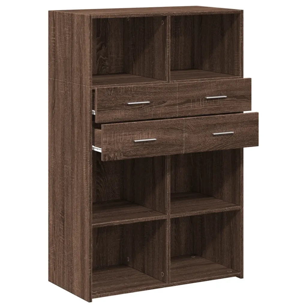 Credenza-Buffet-Armadio da cucina Rovere Marrone 80x42,5x124 cm in Legno Multistrato