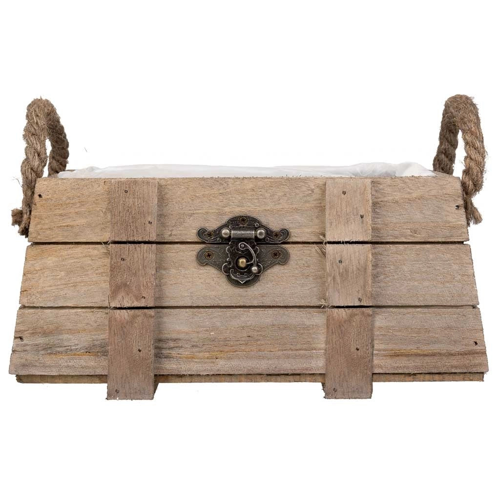 Cesto in legno con manici marroni 22x11x11h