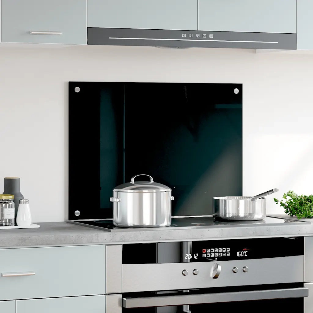 Paraschizzi per Cucina-Protezione parete cucina Nero 70x50 cm in Vetro Temperato