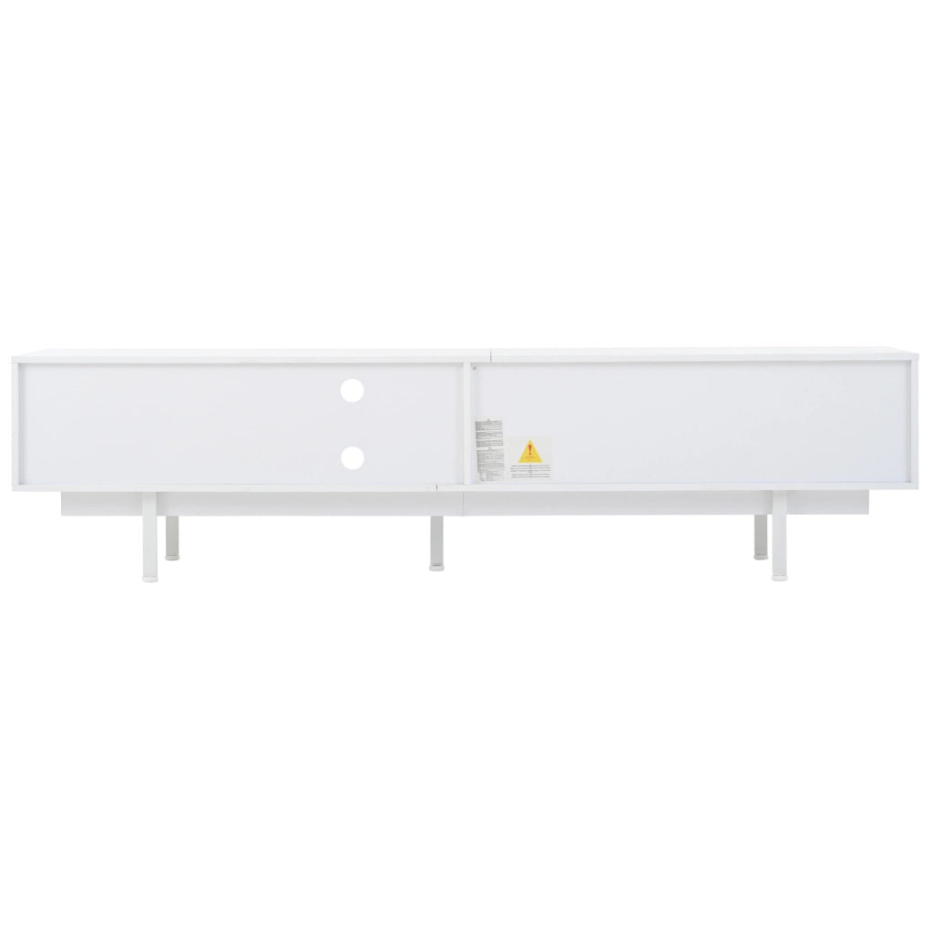 Mobile TV ULEVR 200x40x50,5 cm con 2 ante, 2 cassetti e ripiani semiaperti, bianco