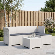 Divano da giardino 4 posti con cuscini aspetto rattan PP Bianco 3443937