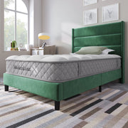 Letto singolo imbottito – 90x200 cm – rete testiera design moderno – velluto verde