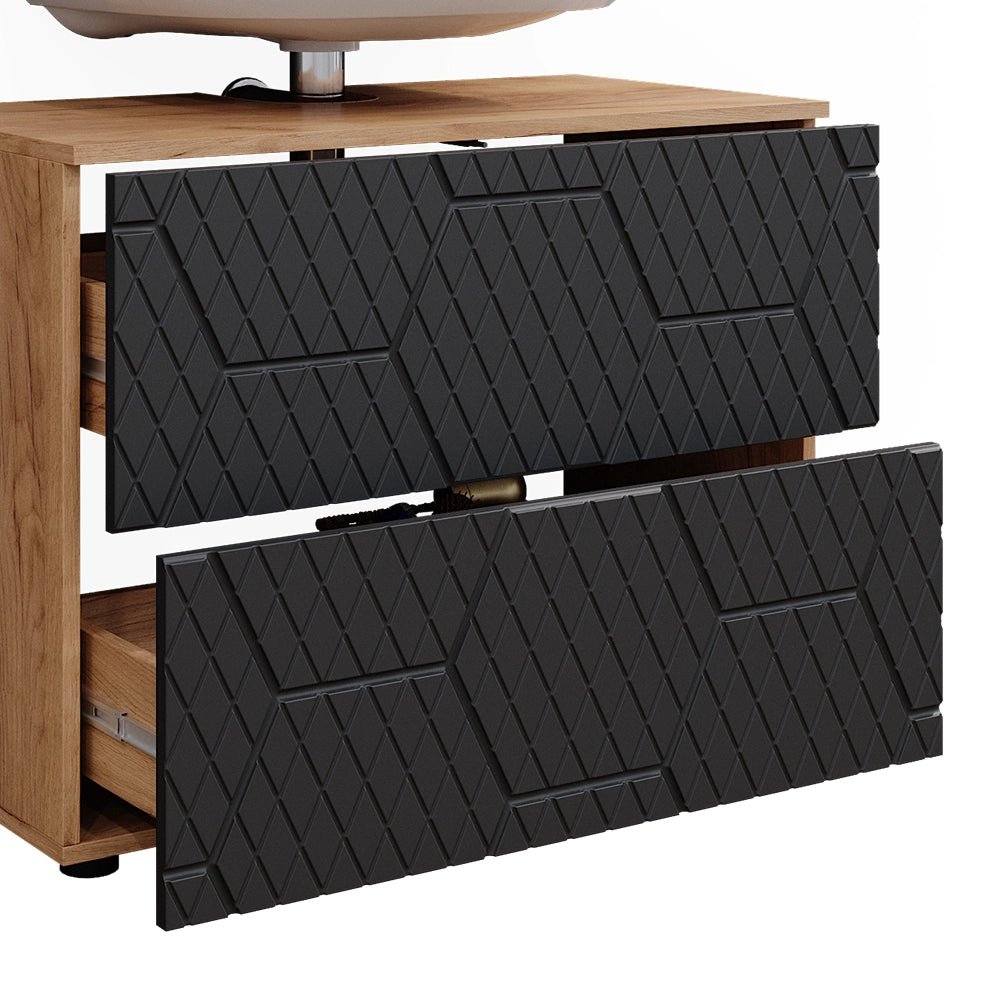 Vicco Mobile sottolavabo per bagno Antracite con struttura a nido d'ape 41 x 58.6 cm con 2 cassetti