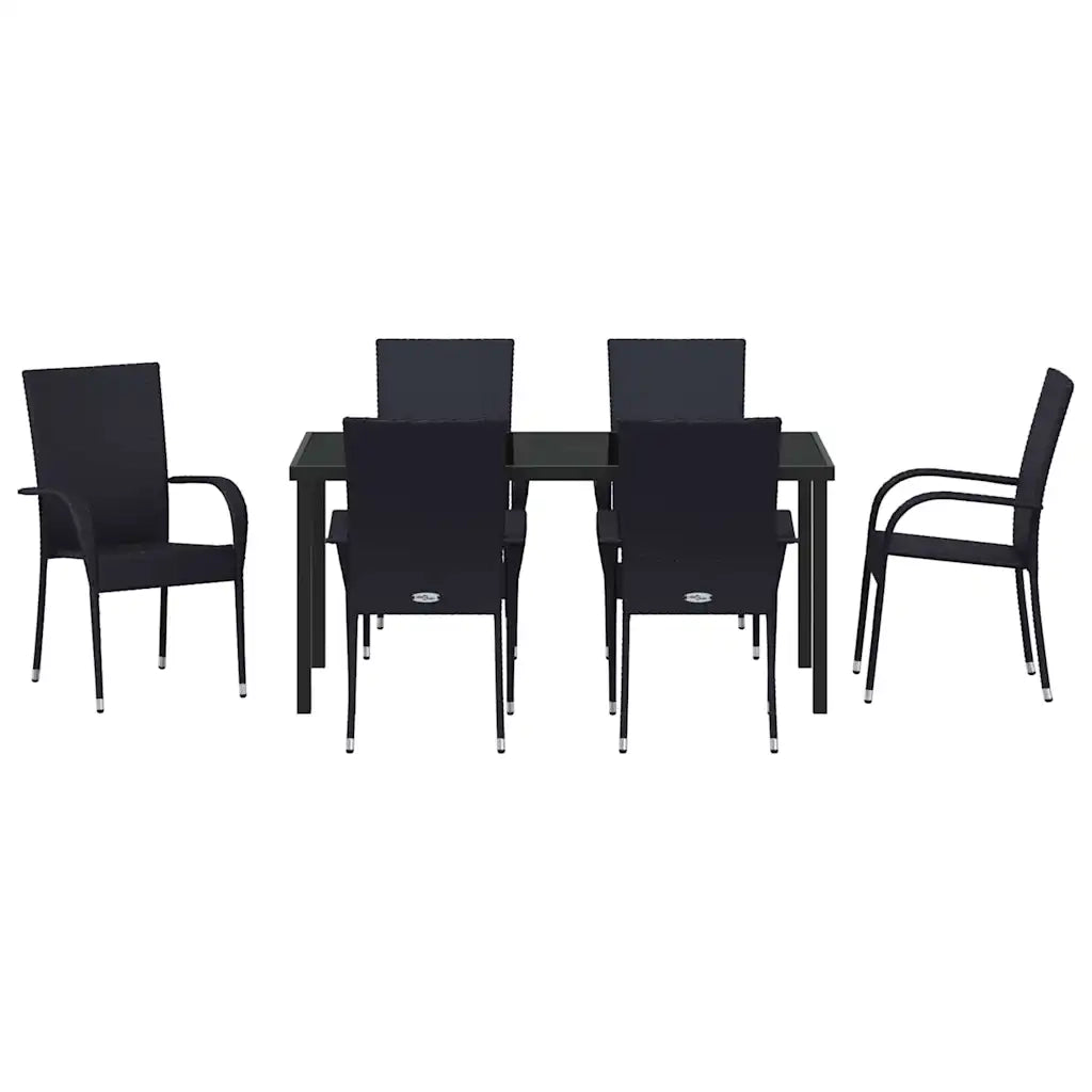 Set da Pranzo per Giardino 7 pcs Nero 3379405