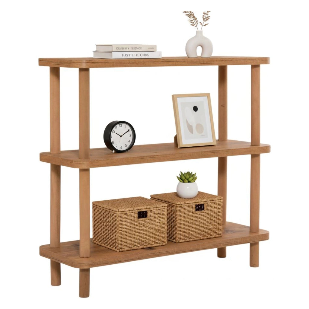 Biblioteca Maharaja, Libreria 3 Ripiani, 80x28x75h cm Marrone Quercia