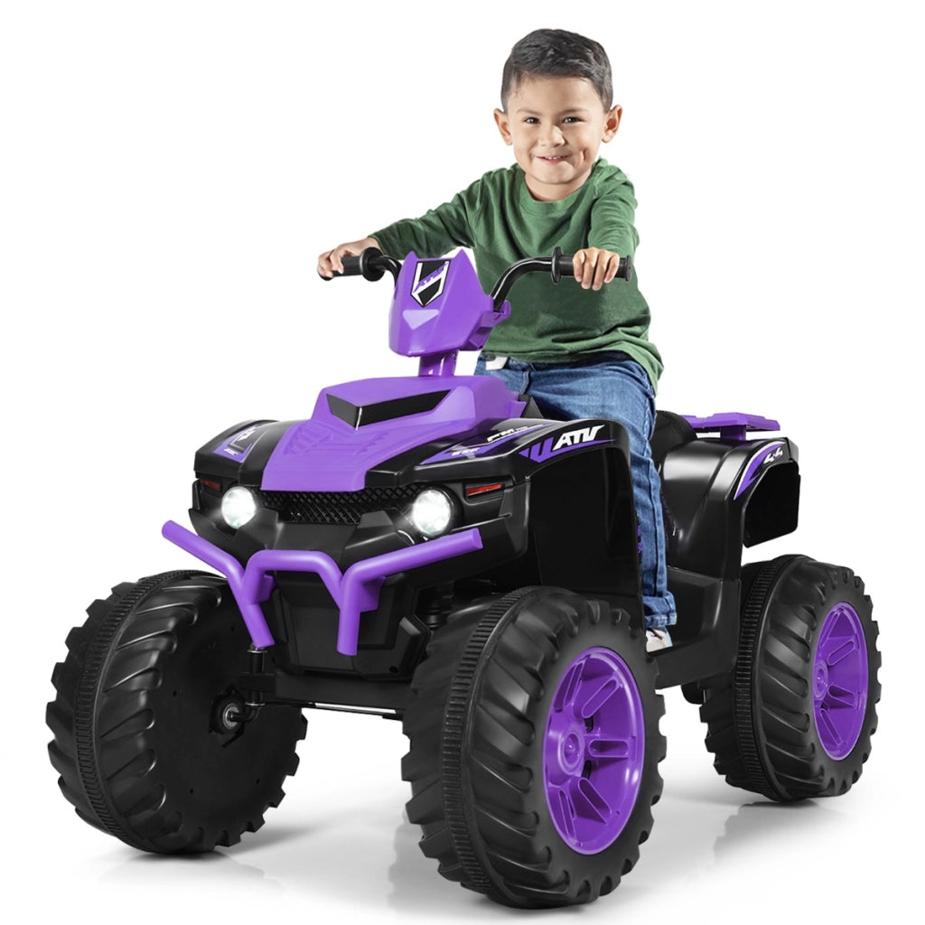 Quad elettrico ATV 12 V per bambini con musica e luci LED, Quad a batteria con sedile comodo 104x67x74cm Viola-Macchinine giocattoli