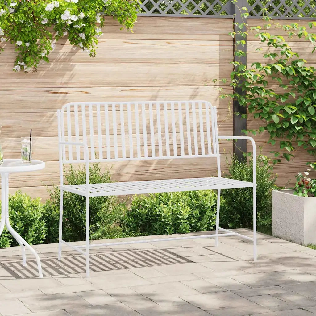 Panchina da giardino Bianco Puro 103,5 x 51,5 x 90 cm Acciaio 42008116