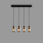 Briloner sospensione Royk 4xe27 65 cm nero vetro fumo 65 x 9,5 x 120 cm