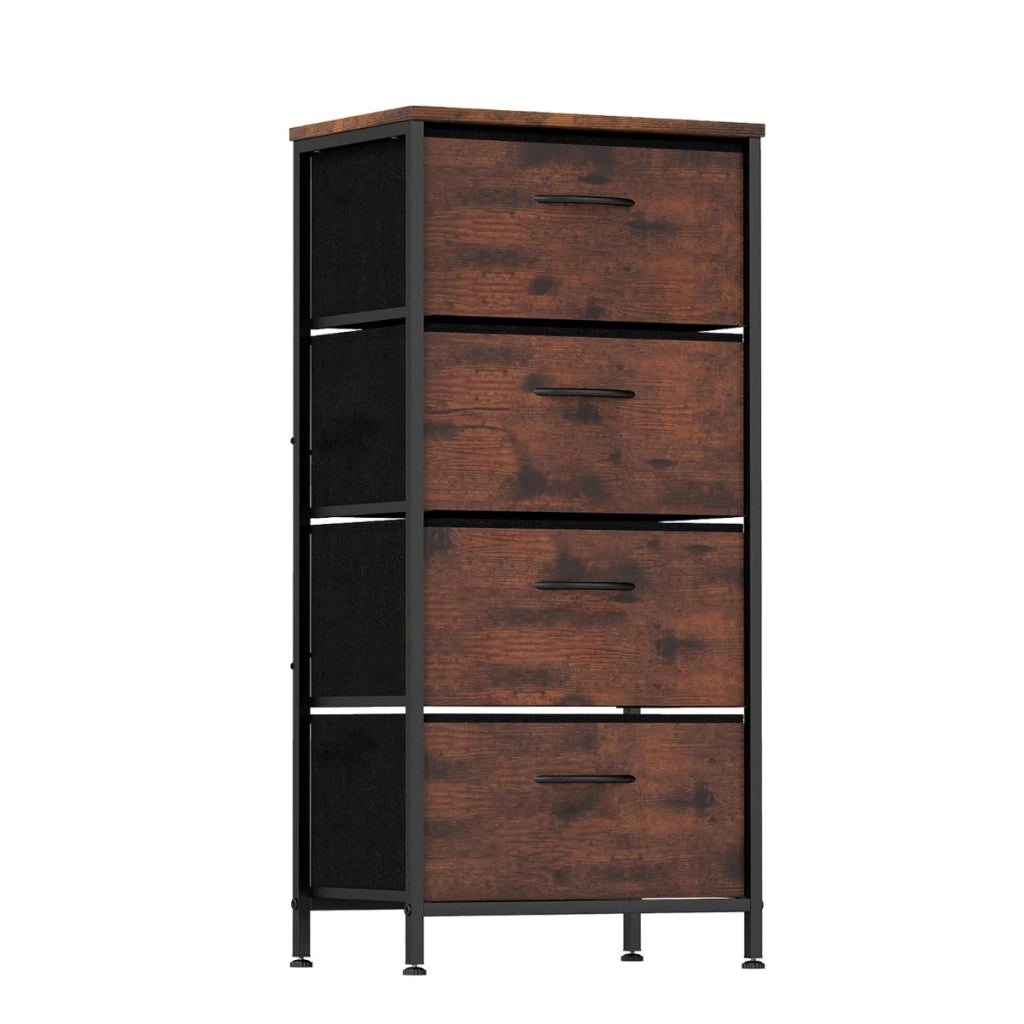 Cassettiera a 4 cassetti set da 1 45 x 30 x 95 cm elegante contenitore maggiore sicurezza stile rustico legno marrone 20_0018788