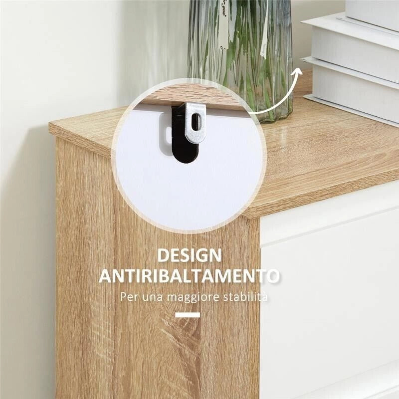 MOBILE BAGNO MULTIUSO CON ARMADIETTO E CASSETTO 60X30X90CM COLOR LEGNO E BIANCO
