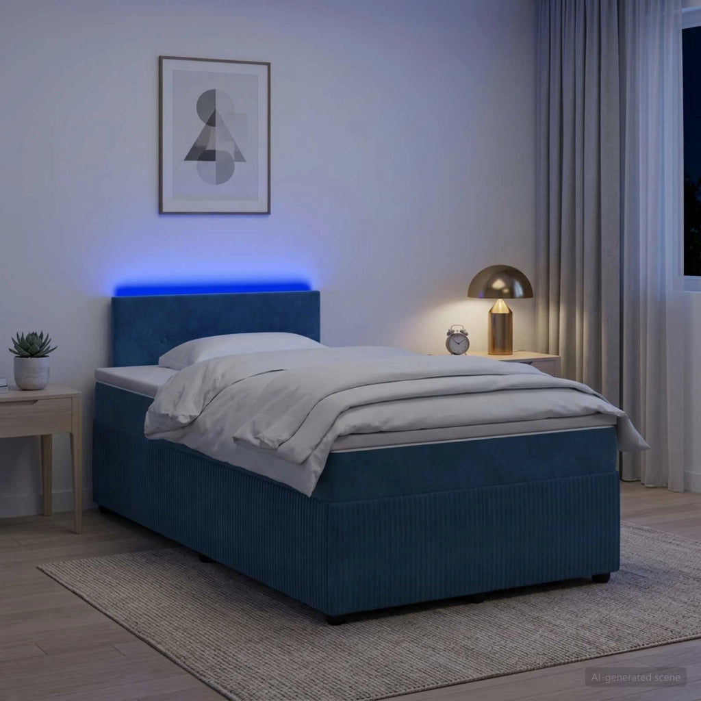 Letto box spring con materasso Blu 120 x 190 cm Velluto 3453105