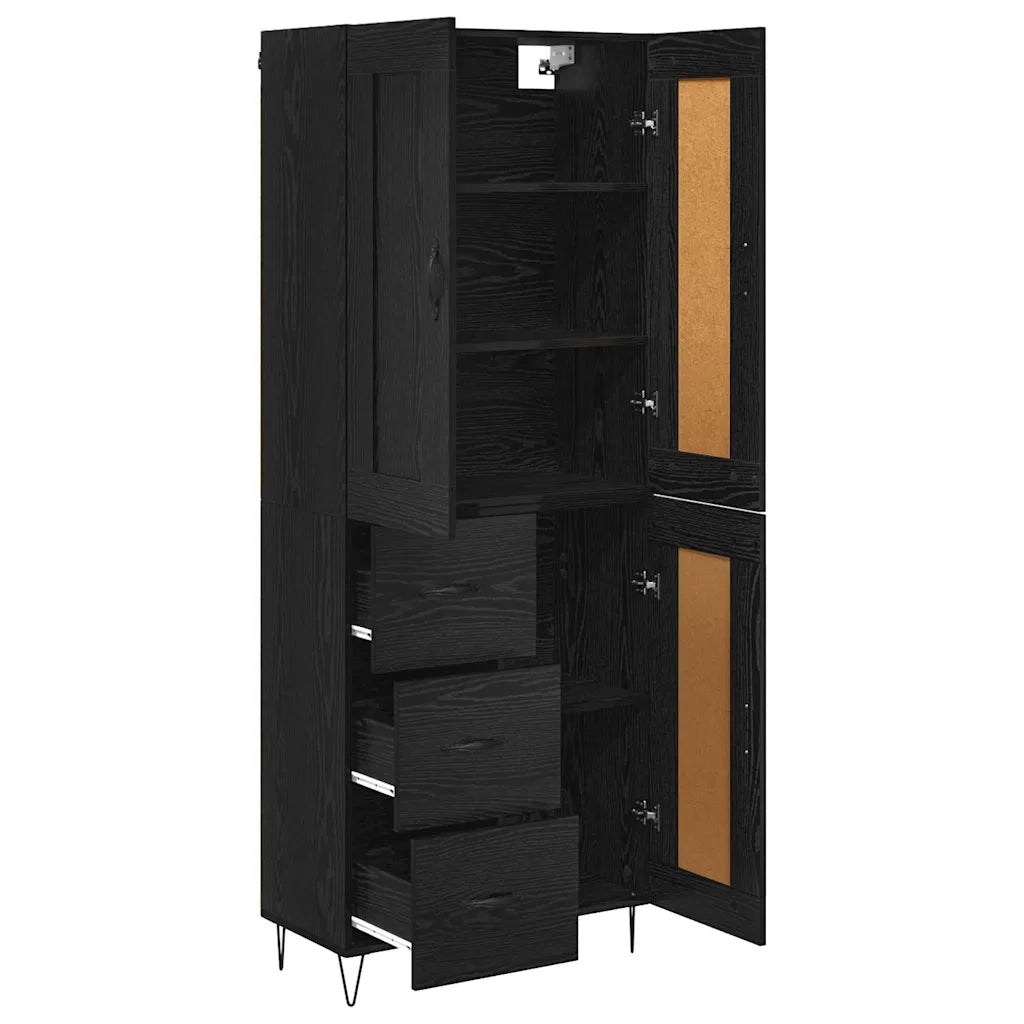 Credenza-Buffet-Armadio da cucina Rovere Nero 69,5 x 34 x 180 cm Legno multistrato 177078
