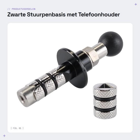 Supporto per sterzo nero - compatibile con supporto per sterzo - per sterzini da 12-25,4 mm - profondità minima di 38 mm - inclusa 1 x base per sterzo - supporto per motore