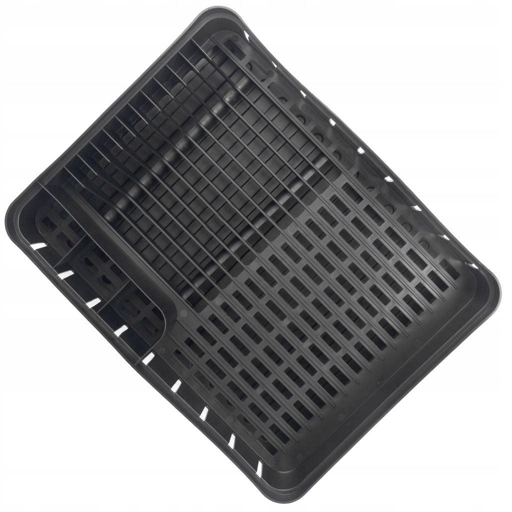 Scolapiatti KADAX con supporto per posate, vassoio in plastica nera da 39 cm