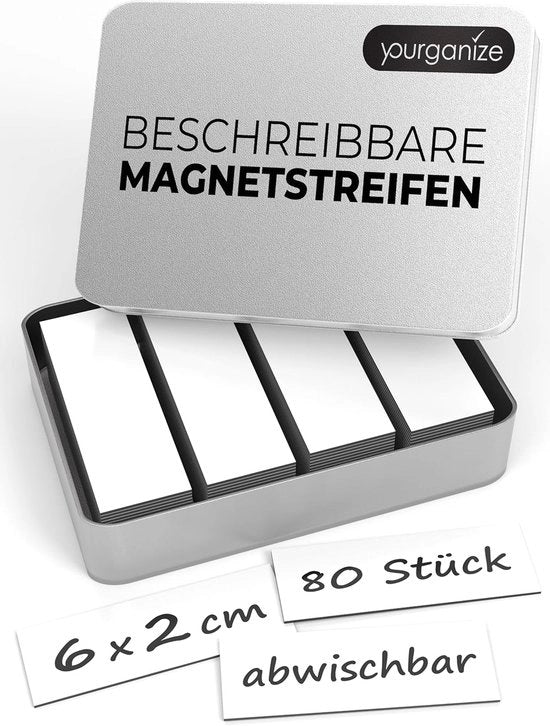 Strisce di magneti adesivi - 80 pezzi - Bianco - 60 x 20 mm