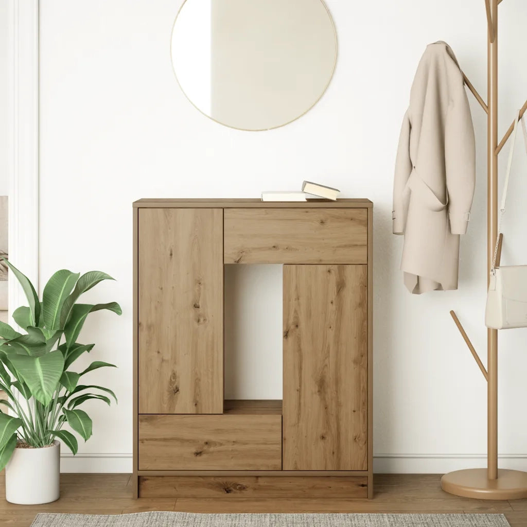 Credenza con Cassetti e Ante Rovere Artigianale 73x31x90 cm 861858