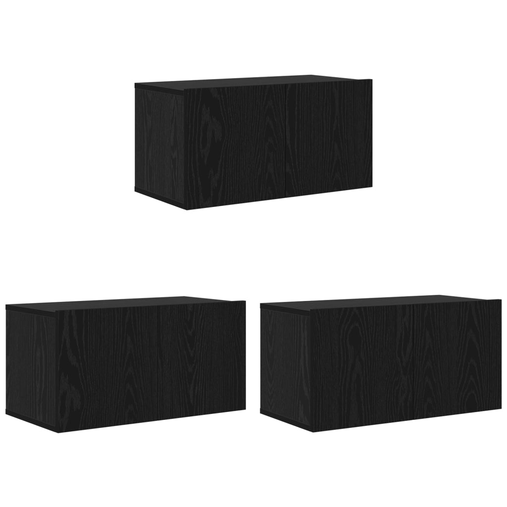 Set Mobile TV Rovere Nero Legno ingegnerizzato Medio Mobile TV