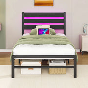 Letto con LED e USB ¨C Xylo ¨C Struttura in Metallo, Contenitore, 90x200