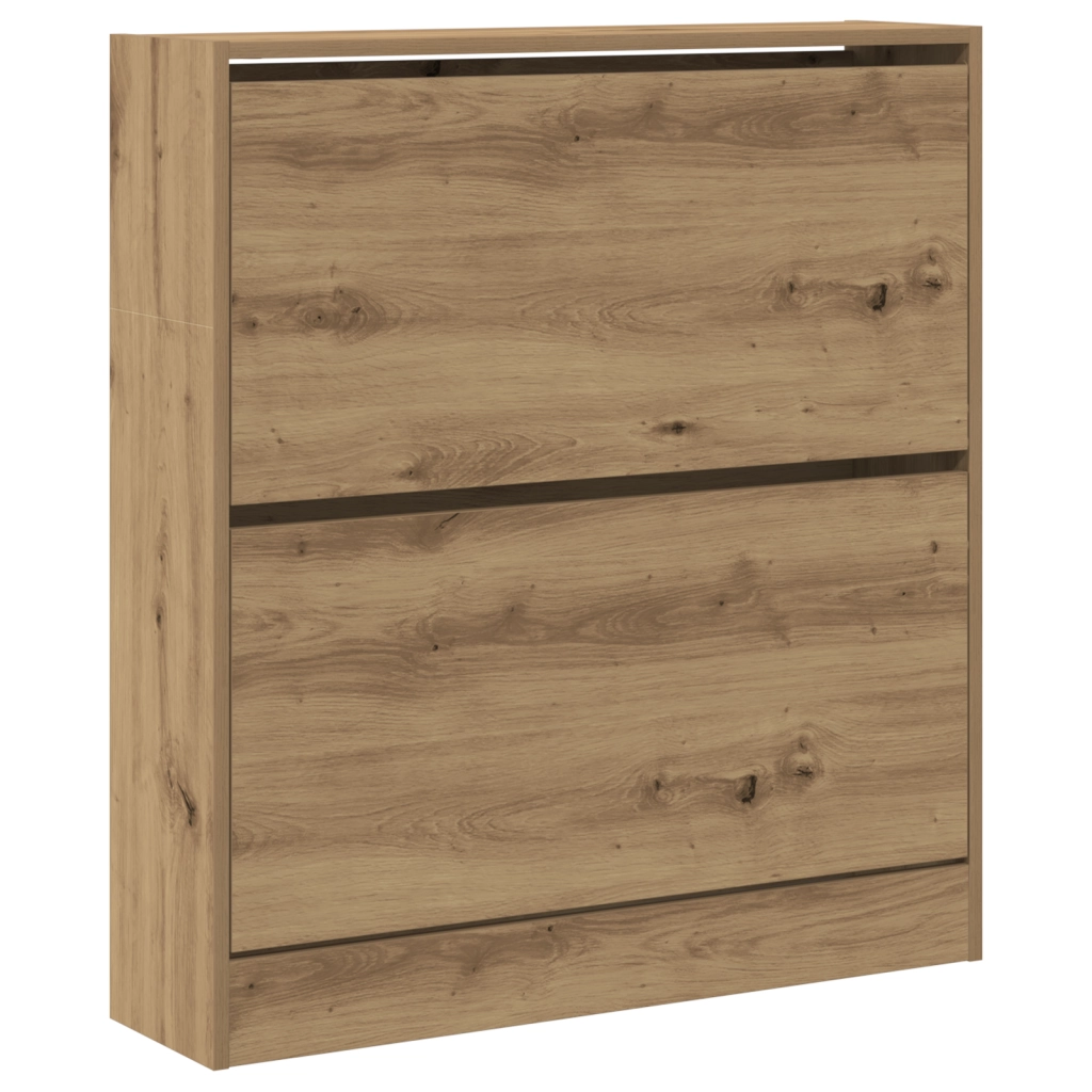 Mobile per scarpe  con cassetto a ribalta in rovere affumicato 80x21x87,5 cm