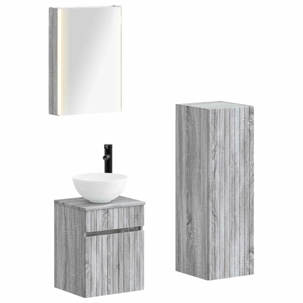 Set di mobili per il bagno 4 pcs Sonoma grigio 3407476