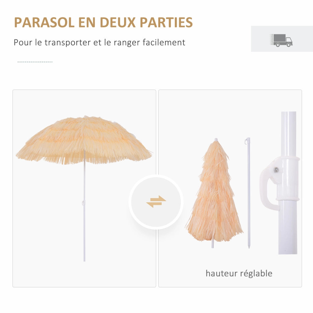Ombrellone da Giardino Design Hawai ¨C zephmum ¨C 160 cm Raphia Artificiale Beige