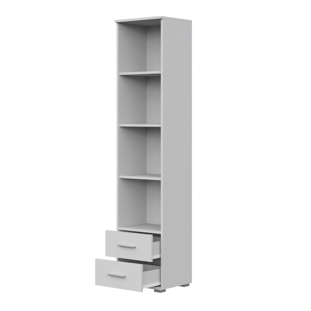 Libreria FAUSKE - 2 Cassetti - Bianco - Larghezza 40 cm, Altezza 180 cm, Profondit? 34 cm