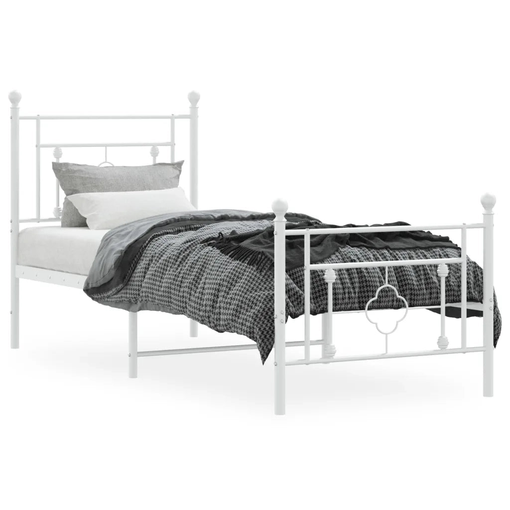 Giroletto con Testiera e Pediera Metallo Bianco 80x200 cmcod mxl 85735