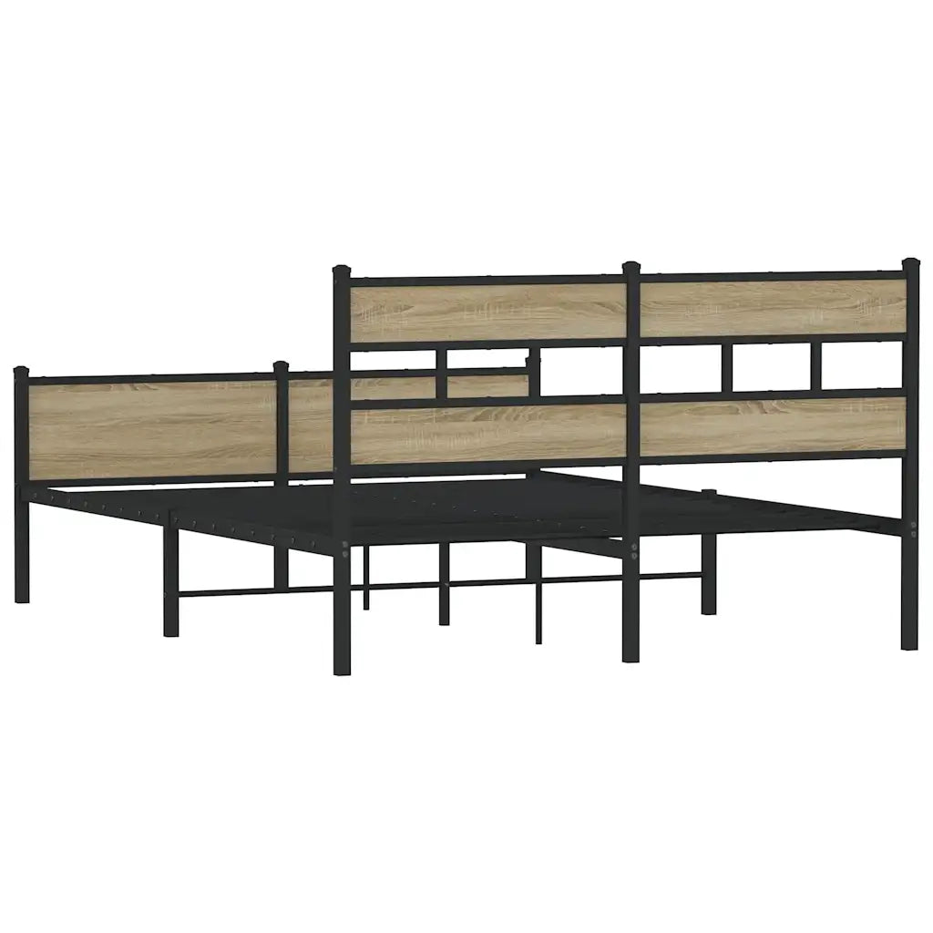 Letto matrimoniale | Letto per adulti | Giroletto senza Materasso Rovere Sonoma 140x200cm in Truciolato