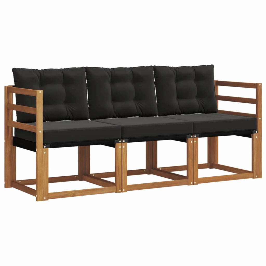 Set di divani da esterno con cuscino 3 pcs Naturale e Nero 3368343