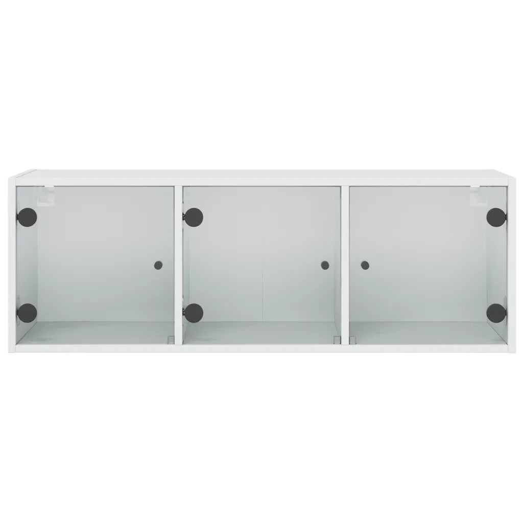 Armadietto a Muro | Mobile a Muro con Ante in Vetro Bianco 102x37x35 cm