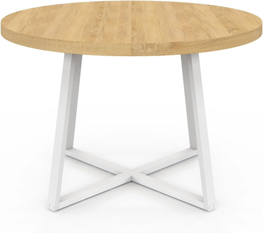 Tavolo da pranzo rotondo SELMA 4-6 persone in legno e bianco 110 cm