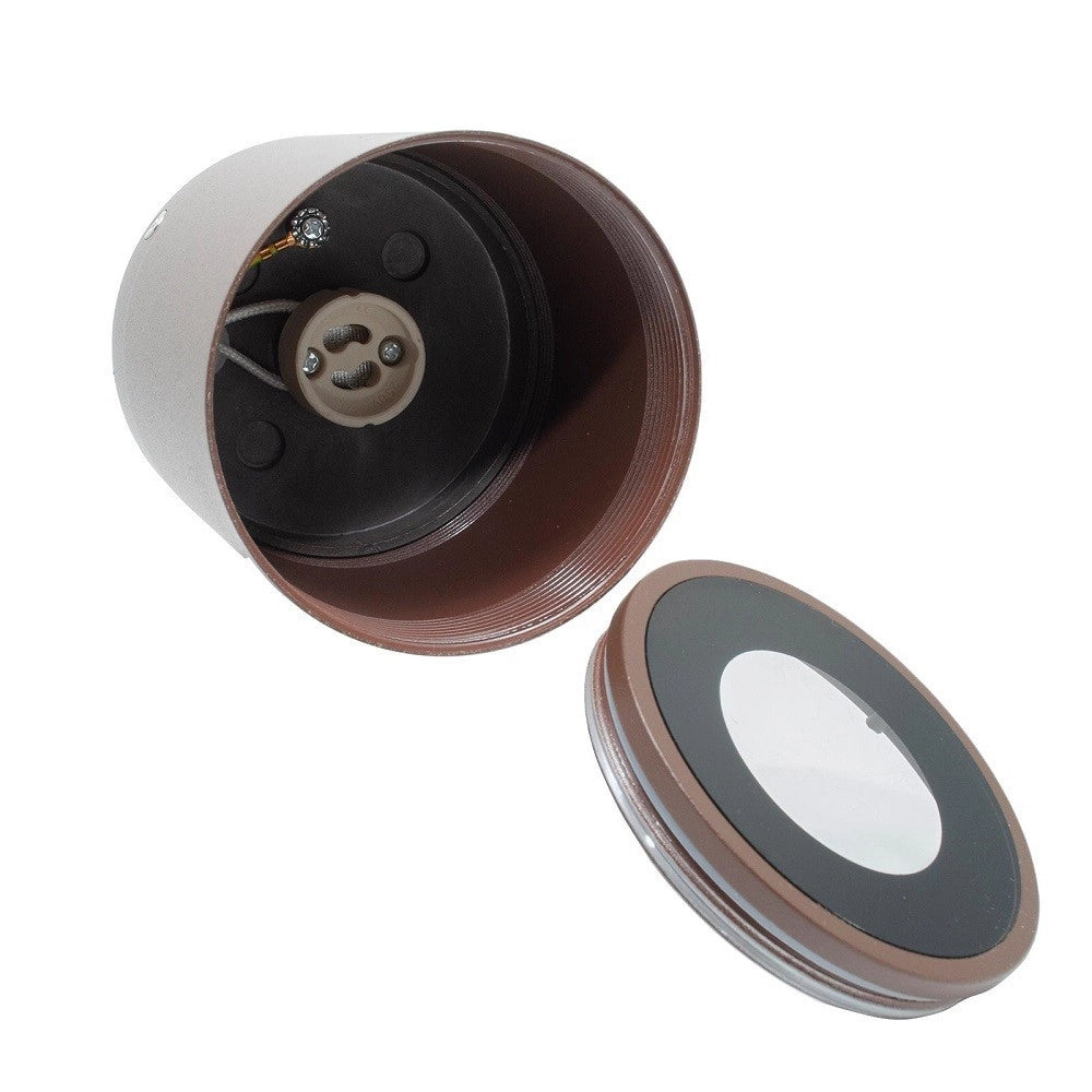 Trade Shop - Faretto Lampada Soffitto Attacco Gu10 Plafoniera Tonda Esterno Led Impermeabile - Marrone
