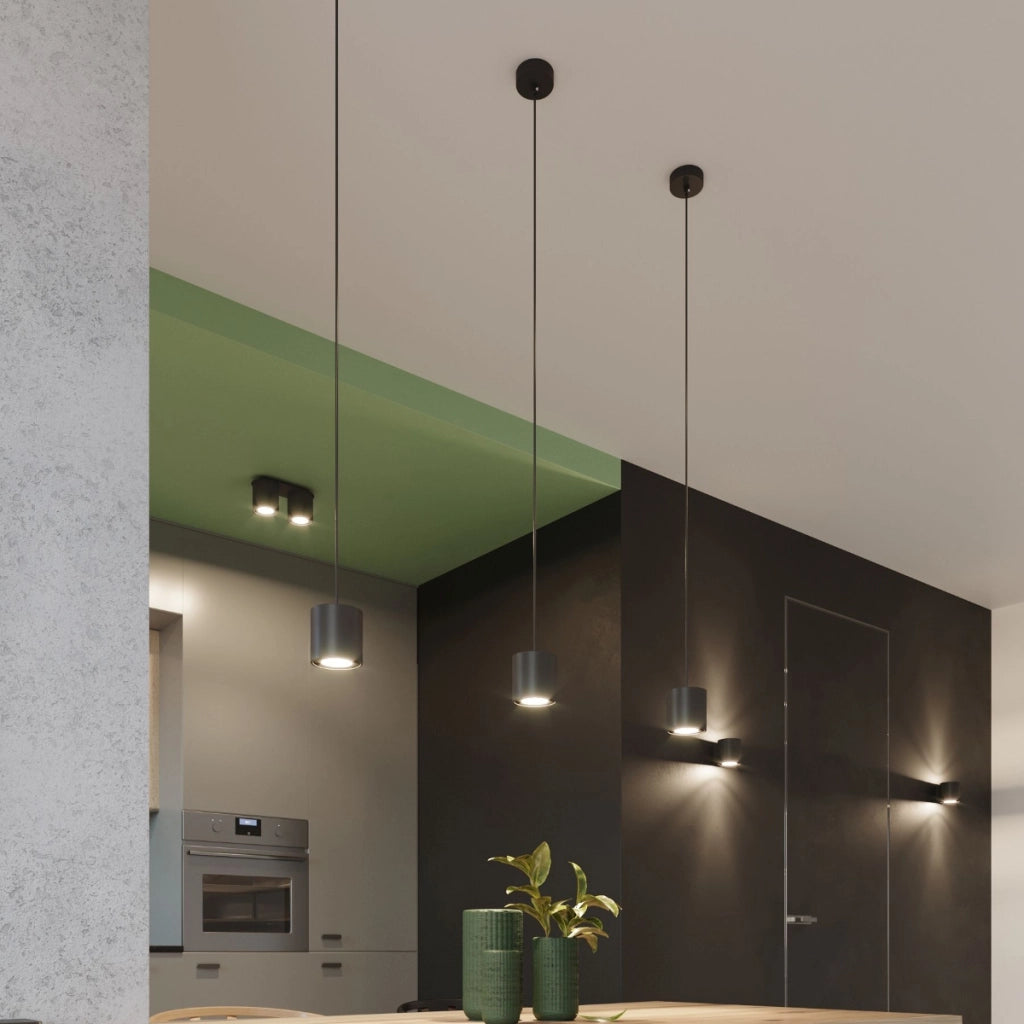 Lampada da parete e soffitto moderna ORBIS Deep Space in alluminio nero cilindrico 2x10W LED