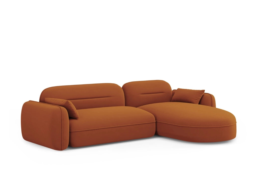 Cosmopolitan Design - Divano angolare modulare destro "Sydney" 4 posti in velluto terracotta 