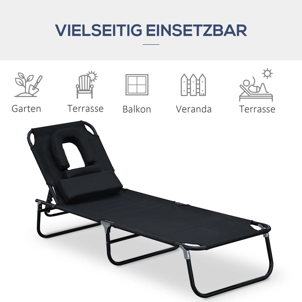 Lettino da giardino pieghevole con cuscino ¨C zephmum ¨C Grigio
