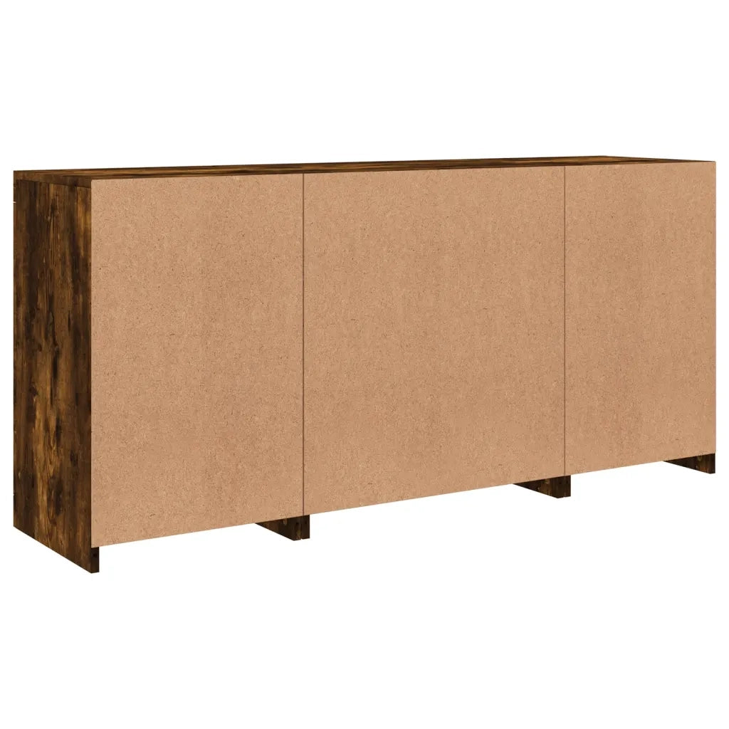 Credenza con Luci LED Rovere Fumo 142,5x37x67 cm 3209069