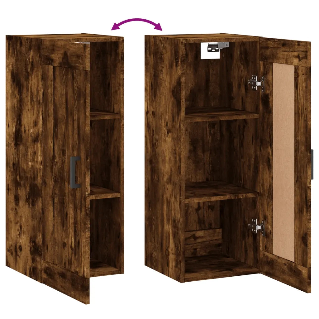 Armadietto a Muro | Mobile a Parete Rovere Fumo 34,5x34x90 cm in Legno Multistrato